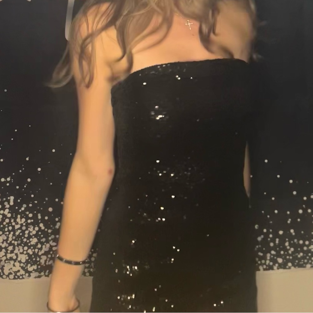 Amazon Black Strapless Sequin Dress